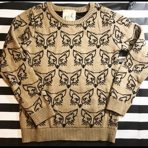 Peek Kids Fox Print Long Sleeve Sweater - size 4/5